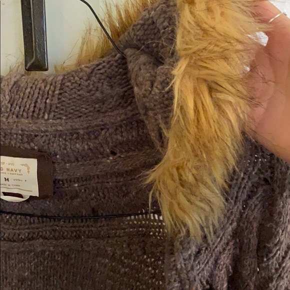 Old navy long wool sweater brown with hood - Picture 7 of 10